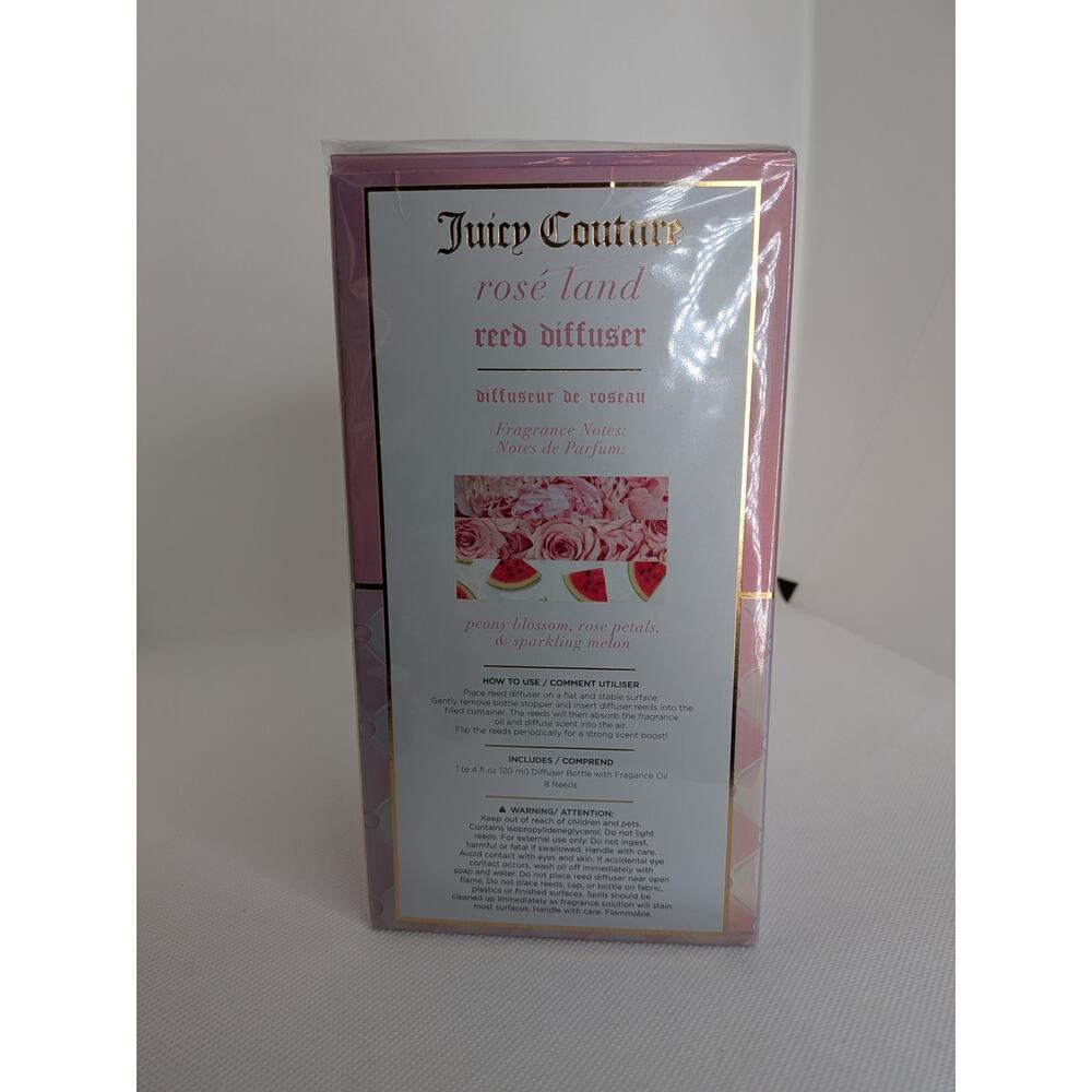 NWT Juicy Couture Rosé Land Reed Diffuser Peony Blossom, Rose Petals, & Melon - Picture 5 of 11